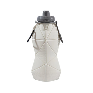 Foldable Silicone Water Bottle 700ml | Leakproof Travel & Sports Hydration | White Cup Lid & Grey Body