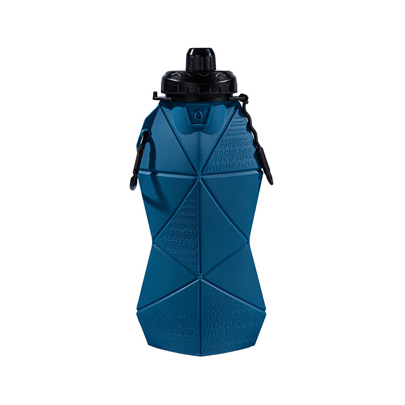 Foldable Silicone Water Bottle 700ml | Leakproof Travel & Sports Hydration | Blue Cup Lid & Black Body