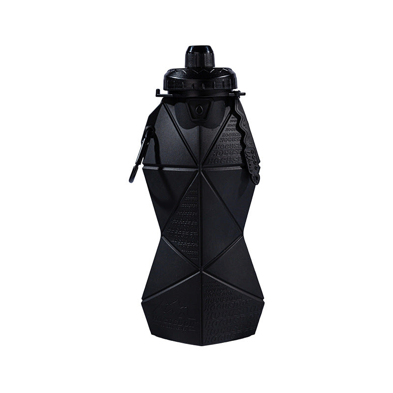 Foldable Silicone Water Bottle 700ml | Leakproof Travel & Sports Hydration | Black Cup Lid & Black Body