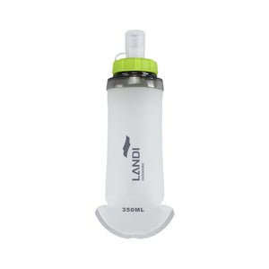 Soft Running Flask 350ml | Ultra-Lightweight Collapsible TPU Water Bottle | BPA-Free | Green & White