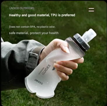 Soft Running Flask 350ml | Ultra-Lightweight Collapsible TPU Water Bottle | BPA-Free | Orange & White