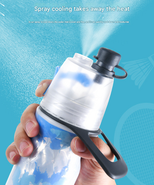 Insulated Sports Water Bottle 500ml | Cooling Mist | Triple-Layer Design | Cyan