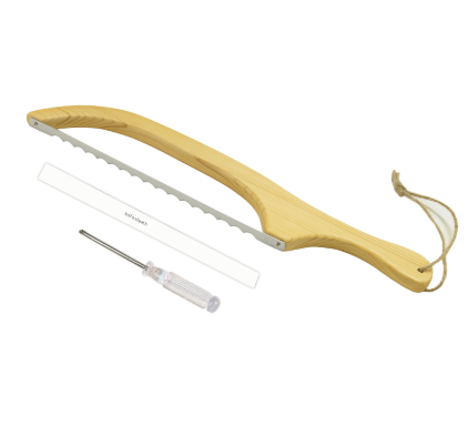 Bread Bow Knife | 2PCS | Artisan Wooden | Serrated Stainless Steel | Khaki