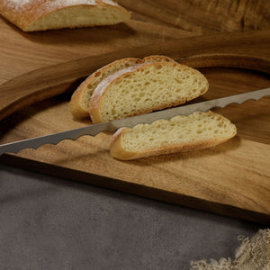 Bread Bow Knife | 2PCS | Artisan Wooden | Serrated Stainless Steel | Khaki