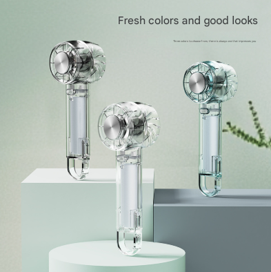 Mini Cooling Fan | Transparent White | USB-C Rechargeable | Ice Compress | 3-Speed Turbine