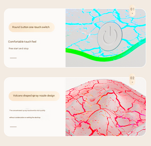 Volcano Style Cool Mist Humidifier 2L | Triple Nozzle with RGB LED | Quiet Operation | Green