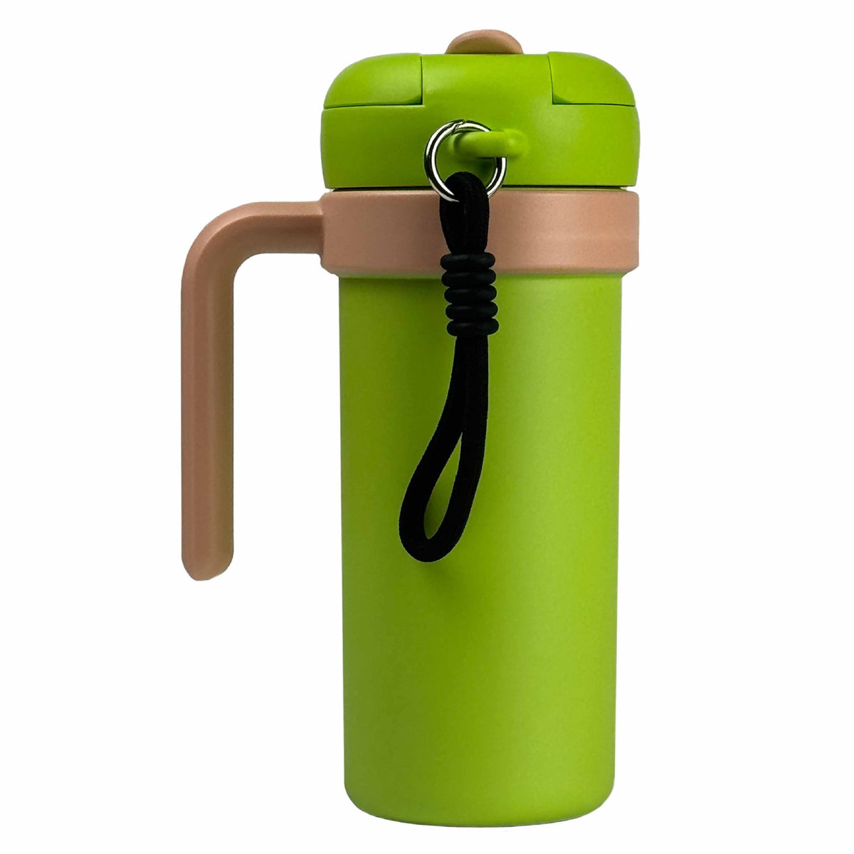 Insulated Stainless Steel Tumbler 700ml | Dual-Sip Lid, Handle, Straw & Tea Infuser | Green & Khaki