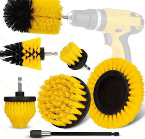 Drill Brush Power Scrubber Set 7PC | Yellow & Black | All-Purpose Cleaning Kit