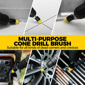 Drill Brush Power Scrubber Set 7PC | Yellow & Black | All-Purpose Cleaning Kit