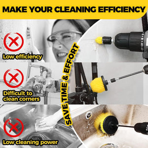 Drill Brush Power Scrubber Set 7PC | Yellow & Black | All-Purpose Cleaning Kit