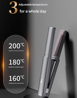 Cordless Hair Straightener | Compact 2-in-1 Flat Iron | USB-C Rechargeable | Purple