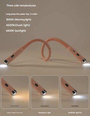 Hands-Free LED Neck Reading Light | USB Rechargeable | 3 Colour & Brightness Modes | Flexible Gooseneck | Pink