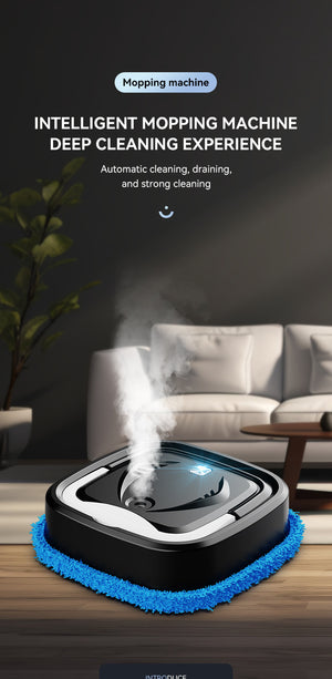 Smart Robotic Floor Mop | Ultra-Slim Automatic Wet & Dry Cleaner with Humidifier Spray | Black