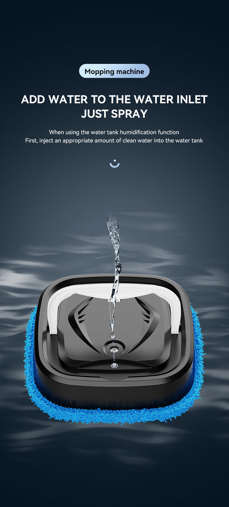 Smart Robotic Floor Mop | Ultra-Slim Automatic Wet & Dry Cleaner with Humidifier Spray | Black