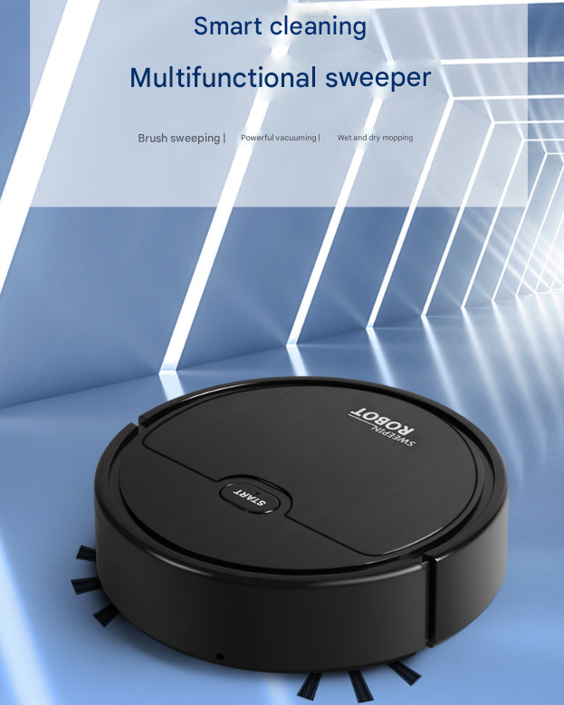 Smart Robot Vacuum Cleaner 3-in-1 | Sweeping, Mopping & Suction for Hard Floors & Pet Hair | Black