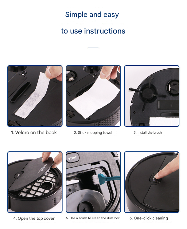 Smart Robot Vacuum Cleaner 3-in-1 | Sweeping, Mopping & Suction for Hard Floors & Pet Hair | Black
