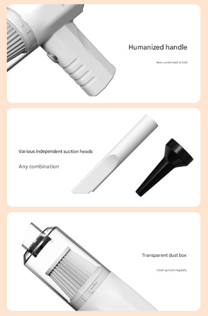 Cordless Handheld Vacuum & Air Blower 2-in-1 | Portable Lightweight Cleaner for Car, Home & Pet Hair | White