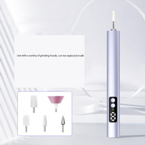 Professional Electric Nail File Kit | Portable USB-C Rechargeable Manicure Drill | 6 Speeds & 5 Heads | Purple