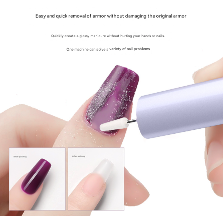 Professional Electric Nail File Kit | Portable USB-C Rechargeable Manicure Drill | 6 Speeds & 5 Heads | Purple