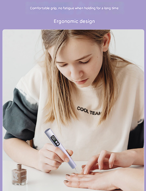 Professional Electric Nail File Kit | Portable USB-C Rechargeable Manicure Drill | 6 Speeds & 5 Heads | Purple