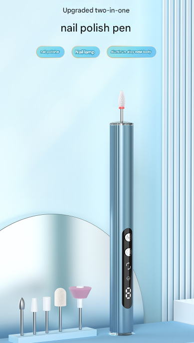 Electric Nail Drill Pen with UV Lamp | Rechargeable | All-in-One Manicure Pedicure Kit | Blue
