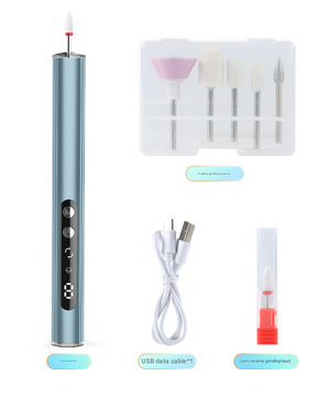 Electric Nail Drill Pen with UV Lamp | Rechargeable | All-in-One Manicure Pedicure Kit | Blue