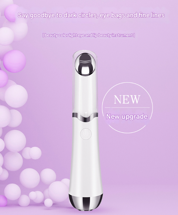 Sonic Eye & Lip Massager | Red & Blue Light Therapy | Heated Vibrating Wand for Puffiness & Wrinkles | White