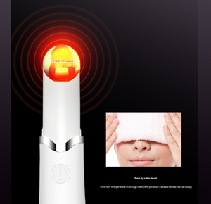 Sonic Eye & Lip Massager | Red & Blue Light Therapy | Heated Vibrating Wand for Puffiness & Wrinkles | White