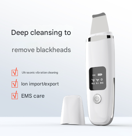 Ultrasonic Skin Scrubber 4-in-1 | Professional Deep Pore Cleanser | Blackhead Remover & EMS Lifting Tool | White