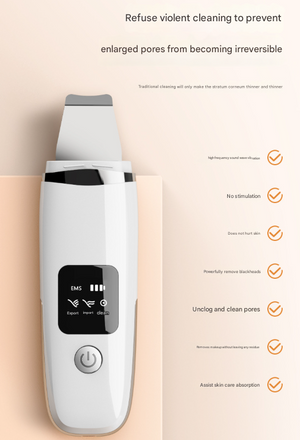 Ultrasonic Skin Scrubber 4-in-1 | Professional Deep Pore Cleanser | Blackhead Remover & EMS Lifting Tool | White