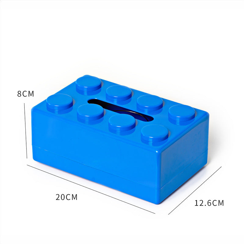 Creative Tissue Box Holder 2PC | Building Block Design | Wall-Mounted & Desktop | Blue