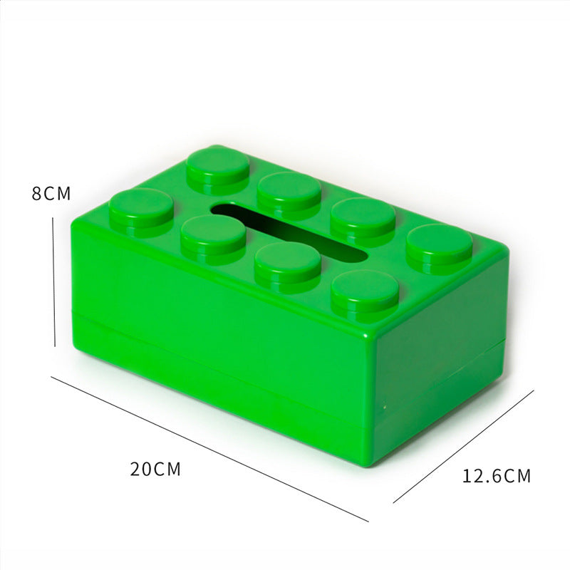 Creative Tissue Box Holder 2PC | Building Block Design | Wall-Mounted & Desktop | Green
