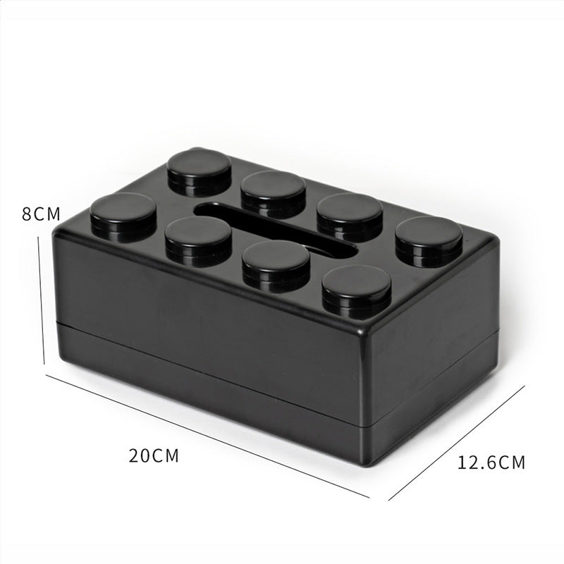 Creative Tissue Box Holder 2PC | Building Block Design | Wall-Mounted & Desktop | Black