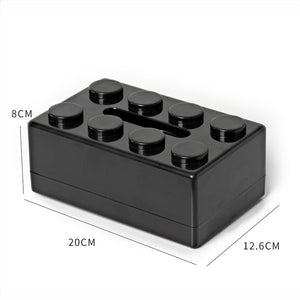 Creative Tissue Box Holder 2PC | Building Block Design | Wall-Mounted & Desktop | Black