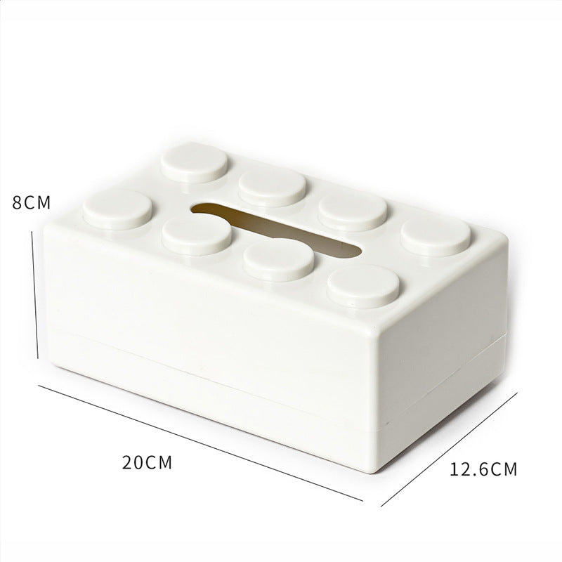 Creative Tissue Box Holder 2PC | Building Block Design | Wall-Mounted & Desktop | White