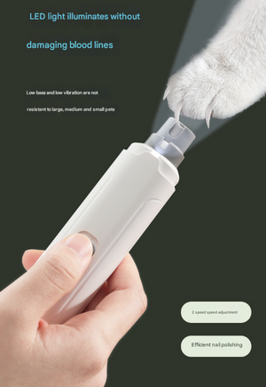 Pet Nail Grinder | Quiet Electric with LED Light | 2-Speed USB-C Rechargeable | White