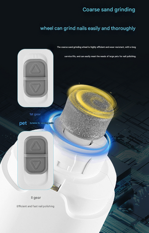 Pet Nail Grinder | Quiet Electric with LED Light | 2-Speed USB-C Rechargeable | White