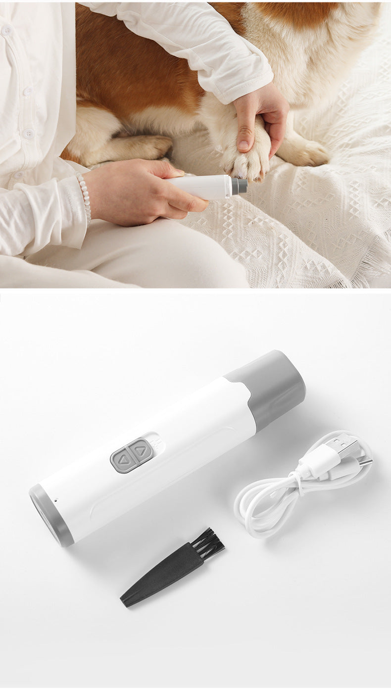 Pet Nail Grinder | Quiet Electric with LED Light | 2-Speed USB-C Rechargeable | White
