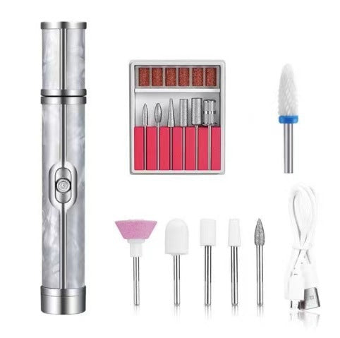 Cordless Electric Nail Drill Pen | Professional Rechargeable Manicure & Pedicure Kit | Grey