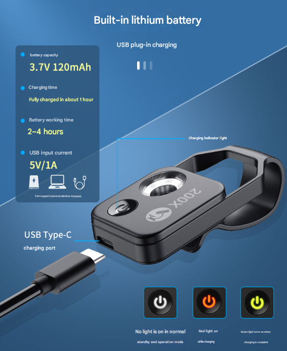 Clip-On Microscope Lens 200X | Portable for Smartphone | HD Magnifier with CPL Filter & LED | Black