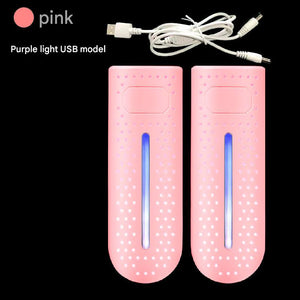 Portable USB Shoe Dryer & Deodoriser | Constant Temperature Electric Boot Warmer with UV Sanitiser | Pink