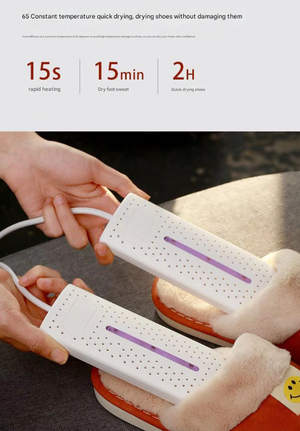 Portable USB Shoe Dryer & Deodoriser | Constant Temperature Electric Boot Warmer with UV Sanitiser | Pink