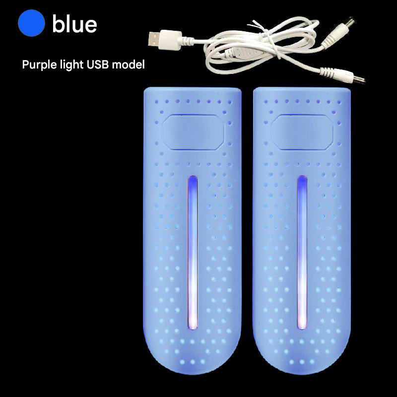 Portable USB Shoe Dryer & Deodoriser | Constant Temperature Electric Boot Warmer with UV Sanitiser | Blue