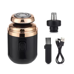 Mini Electric Shaver for Men | Portable USB Fast-Charge | Washable Head & Nose Trimmer | Black