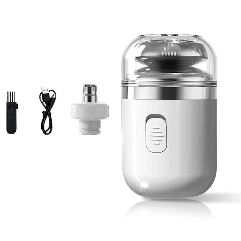 Mini Electric Shaver for Men | Portable USB Fast-Charge | Washable Head & Nose Trimmer | White
