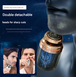 Mini Electric Shaver for Men | Portable USB Fast-Charge | Washable Head & Nose Trimmer | White