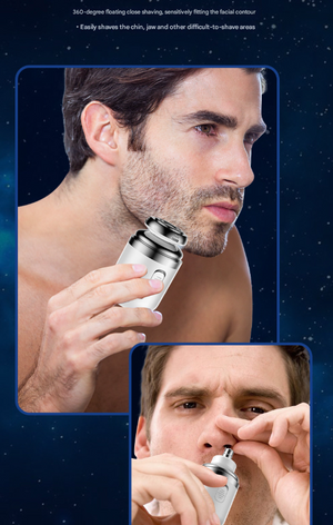 Mini Electric Shaver for Men | Portable USB Fast-Charge | Washable Head & Nose Trimmer | White