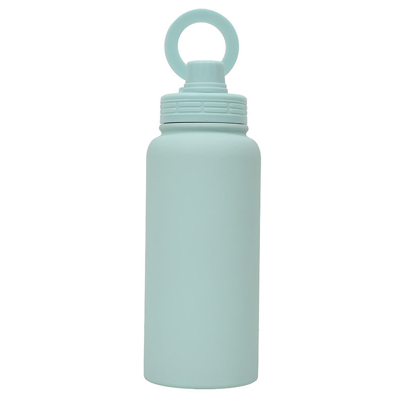 Premium Sports Bottle 35oz | Stainless Steel Insulated | Magnetic Phone Holder Lid | Light Green