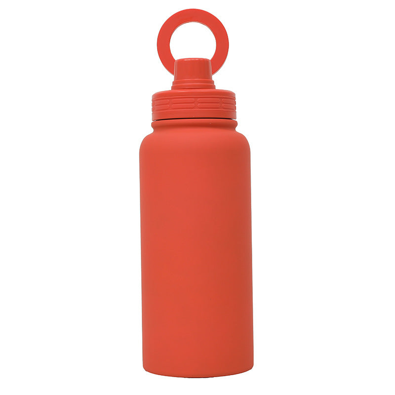 Premium Sports Bottle 35oz | Stainless Steel Insulated | Magnetic Phone Holder Lid | Orange