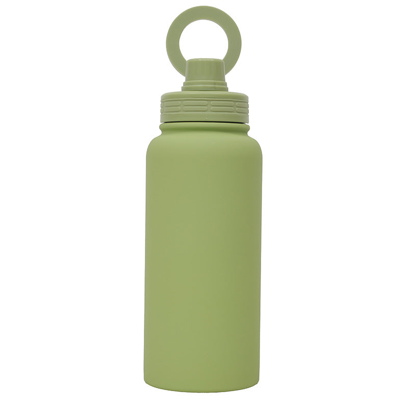 Premium Sports Bottle 35oz | Stainless Steel Insulated | Magnetic Phone Holder Lid | Green